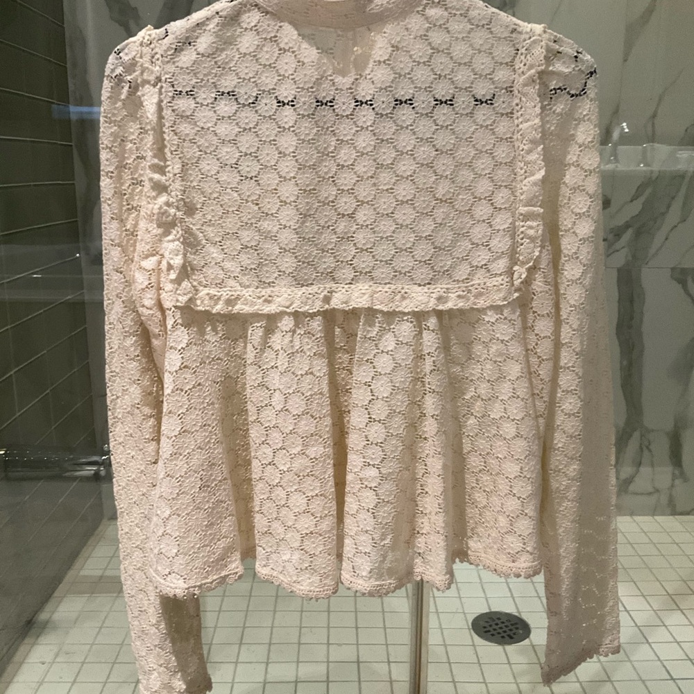Free People Elegant Cream Lace Women's Top never worn babydoll
